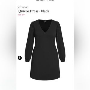City Chic black V neck puff sleeve dress